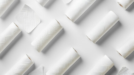 White Paper Towel Rolls Cut Out on White Background, Generative AI