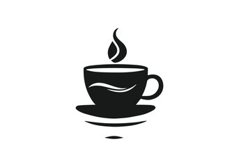 Logo of coffee cup icon vector silhouette isolated design white background