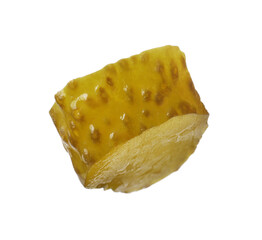 Slice of pickled cucumber isolated on white