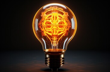 a light bulb with a symbol around it that looks like a brain.