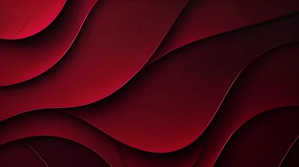Foto op Canvas abstract dark red paper craft cut shape wave background, Red wavy texture layer background landscape  © AiDesign