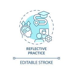 Reflective practice soft blue concept icon. Expert self-monitor effectiveness of working. Personal growth. Round shape line illustration. Abstract idea. Graphic design. Easy to use in presentation