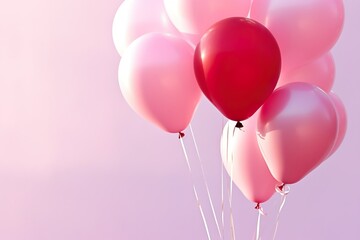 Pink balloons with copy space pink color pink background pink world AI Generated 