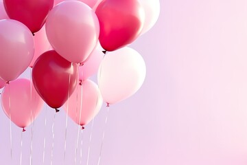 Pink balloons with copy space pink color pink background pink world AI Generated 