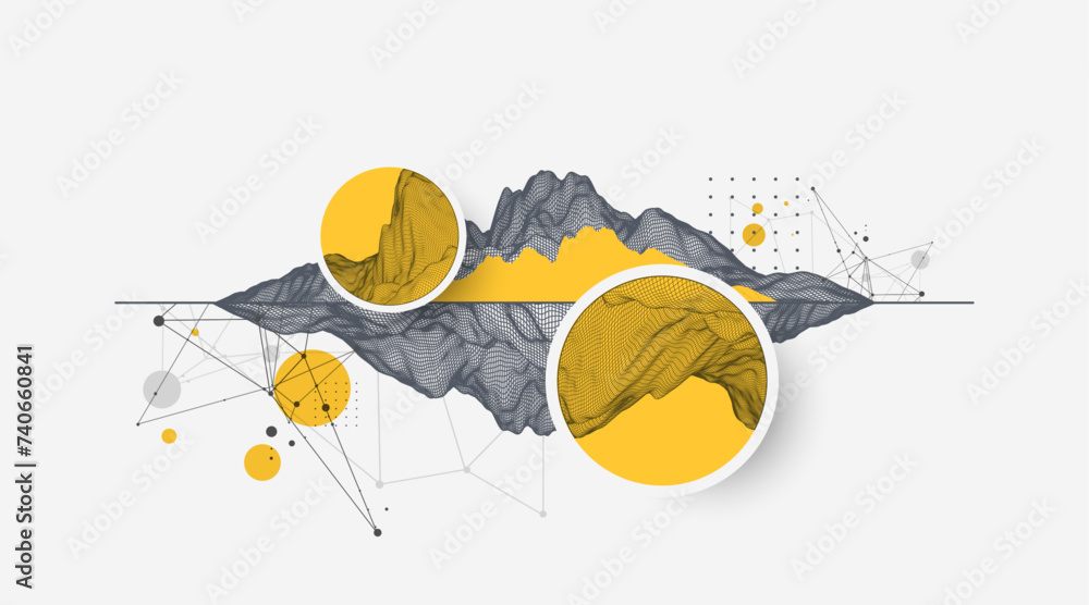 Poster abstract wireframe background. modern science or technology art elements. surface illustration. vect
