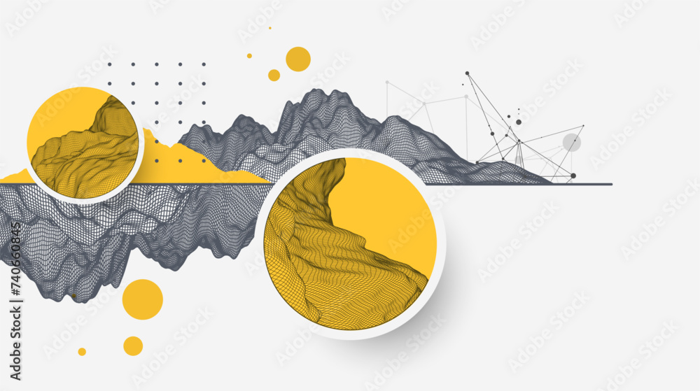Aufkleber Abstract wireframe background. Modern science or technology art elements. Surface illustration. Vector.