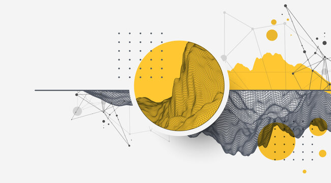 Abstract wireframe background. Modern science or technology art elements. Surface illustration. Vector.