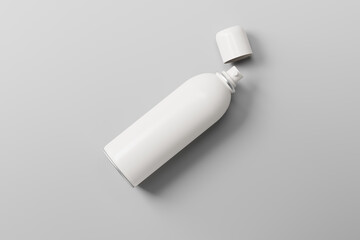 cosmetic spray can mockup set featuring a large size spray can with a small cap and curved body
