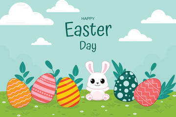 Flat background design for easter celebration