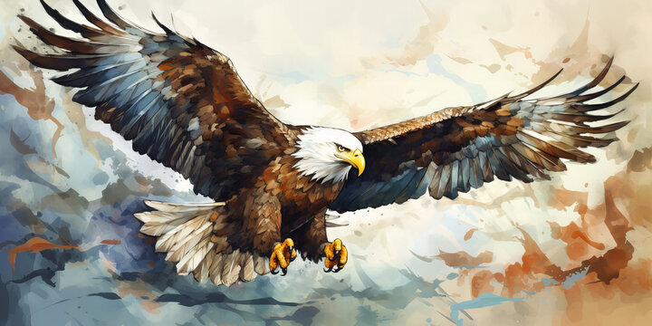 Majestic Eagle Soaring High: A Banner of Freedom and Strength Illustrated