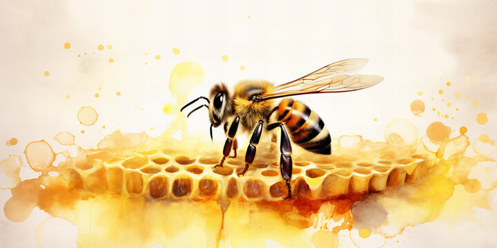 Honeyed Dreamscape: A Bees Banner Over the Golden Hives Liquid Ambrosia