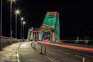 Silver Jubilee Bridge illuminated at night 