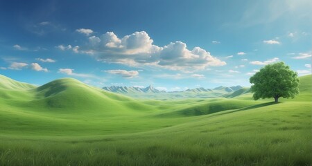 Fototapeta premium Craft an image that transports viewers to the heart of nature with an ultra-realistic representation of a boundless green meadow, focusing on the intricate textures of the grass-Ai Generative