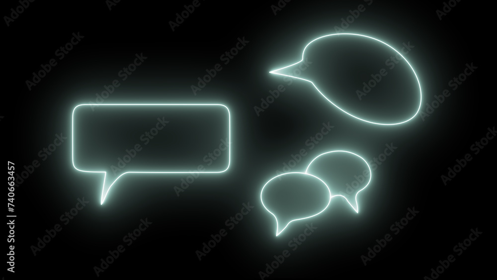 Poster neon glowing speech bubble collection. talk bubbles, glowing cloud bubbles set. talk bubble speech i