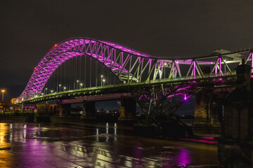 Silver Jubilee Bridge illuminated at night 