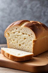 Freshly Baked Sliced White Bread on Cutting Board