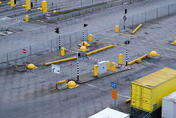 Security Harbour Facility Customs Check-In Check-Out Gate In The Port