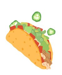 Tacos - traditional Mexican dish. Vector card,logo,poster,t-shirt print