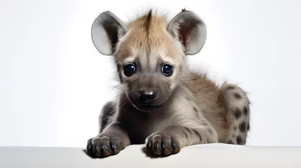 Tuinposter Hyena pup on white background © Oleksandr