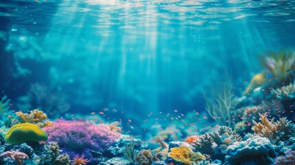 Fototapeta na wymiar Underwater Ocean Scene with Coral and Marine Life