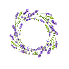 Round frame composition of lavender plant flowers