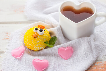 funny cakes with funny faces. Sweet dessert for children