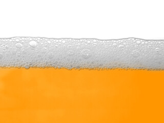 Bubble beer froth texture foam alcohol in glass. Selective focus