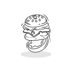 burger line art vector illustration