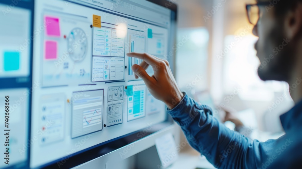 Poster ux designer working on a portal website design to improve customer experiences