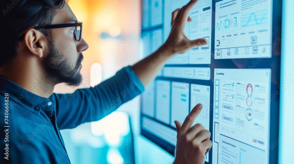 Poster ux designer working on a portal website design to improve customer experiences