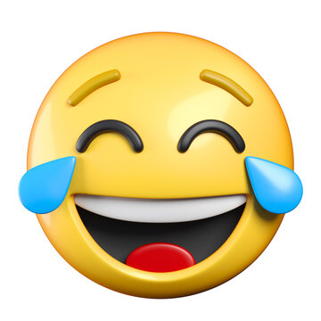 Tears of joy emoji, smiling face emoticon 3d rendering