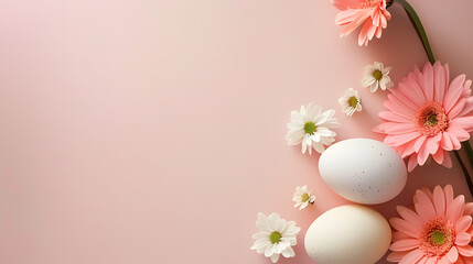 Fototapeta na wymiar easter eggs and flowers background