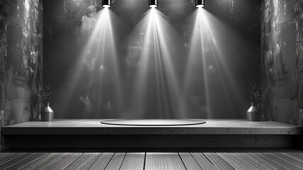 Obraz premium 3d illustration empty podium with abstact background very realistic front view mock up