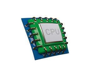 CPU chip 3d illustration. cpu isolated 3d icon.