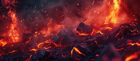 Fototapeta na wymiar Lava texture as hot molten magma slowly solidifies Generative AI