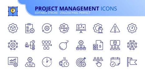 Foto op Plexiglas Simple set of outline icons about project management © spiral media