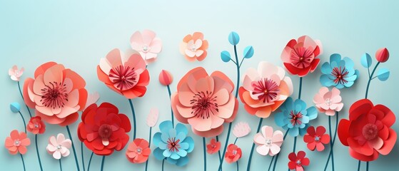 spring is here greeting card with colorful flowers