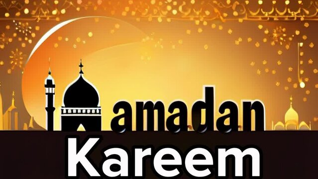 textual Islamic background - Ramadan Kadeem with mosque silhouette, beginning of fasting month for Muslims