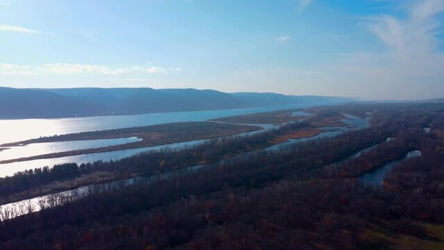 Aerial Elegance Capturing the Essence of Autumn at Volga River, Forest, and the Grushinsky Festival