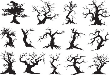 Set Trees. Hand drawn vector illustration	
