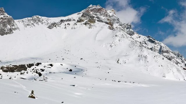 Heaven Lake, Tianchi in Chinese, winter landscape, caldera of Mount Paektu (Baekdusan) volcano, Sino-Korean border, Changbai Mountains, Yanbian Korean Autonomous Prefecture (Yeonbyeon), Jilin, China