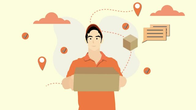 man delivery service with package  animation