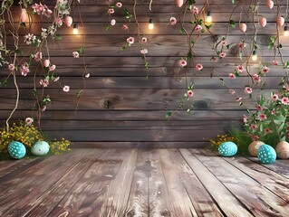 Easter Rustic Photo Backdrop with wood background