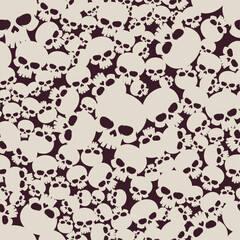 Vector skulls seamless pattern. Black background