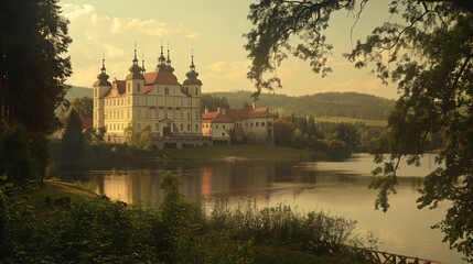 Fototapeta na wymiar Baroque castle, a national cultural landmark.
