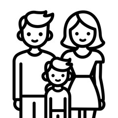 Family parents and child icon symbol. Outline vector illustration
