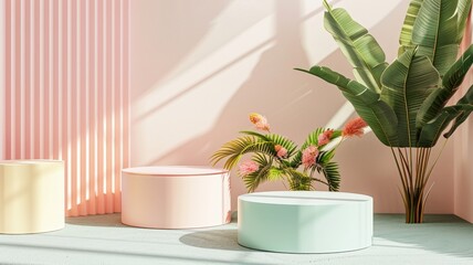 Podium Mockup for Product Presentation in Pastel Colors