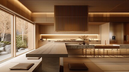 Fototapeta na wymiar A modern kitchen in Japanese style