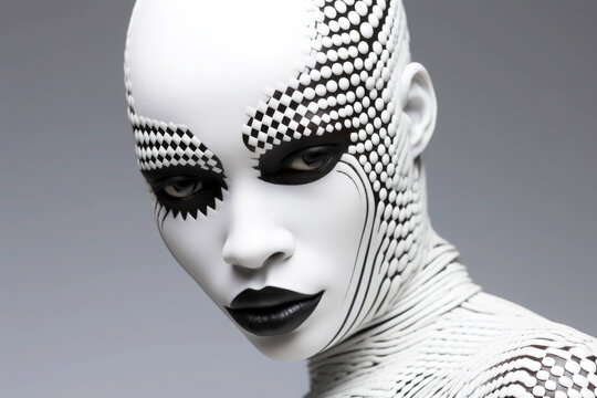 Futuristic humanoid with patterned skin Generative AI image