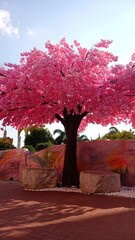 pink leaves tree